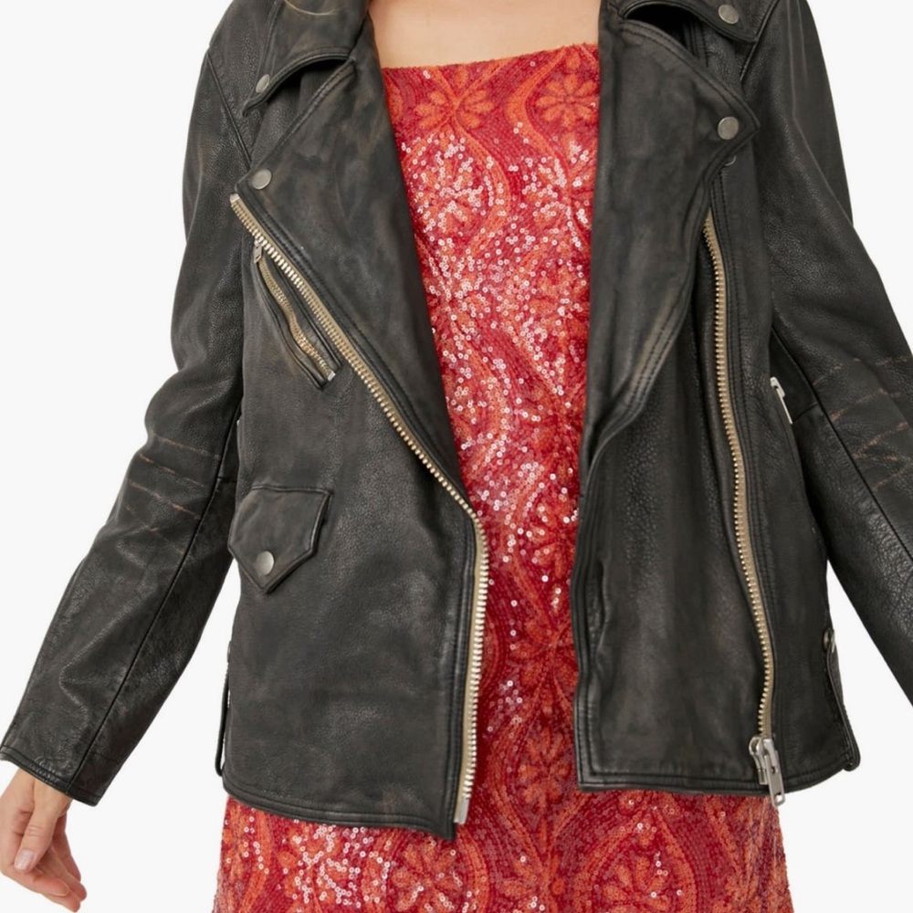 We The Free Black Leather Jacket